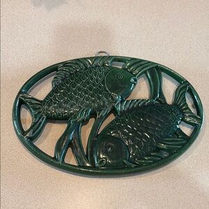 Green Fish cast iron trivet